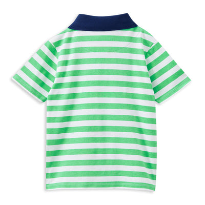 Boys Green Stripe Rubgy Tee