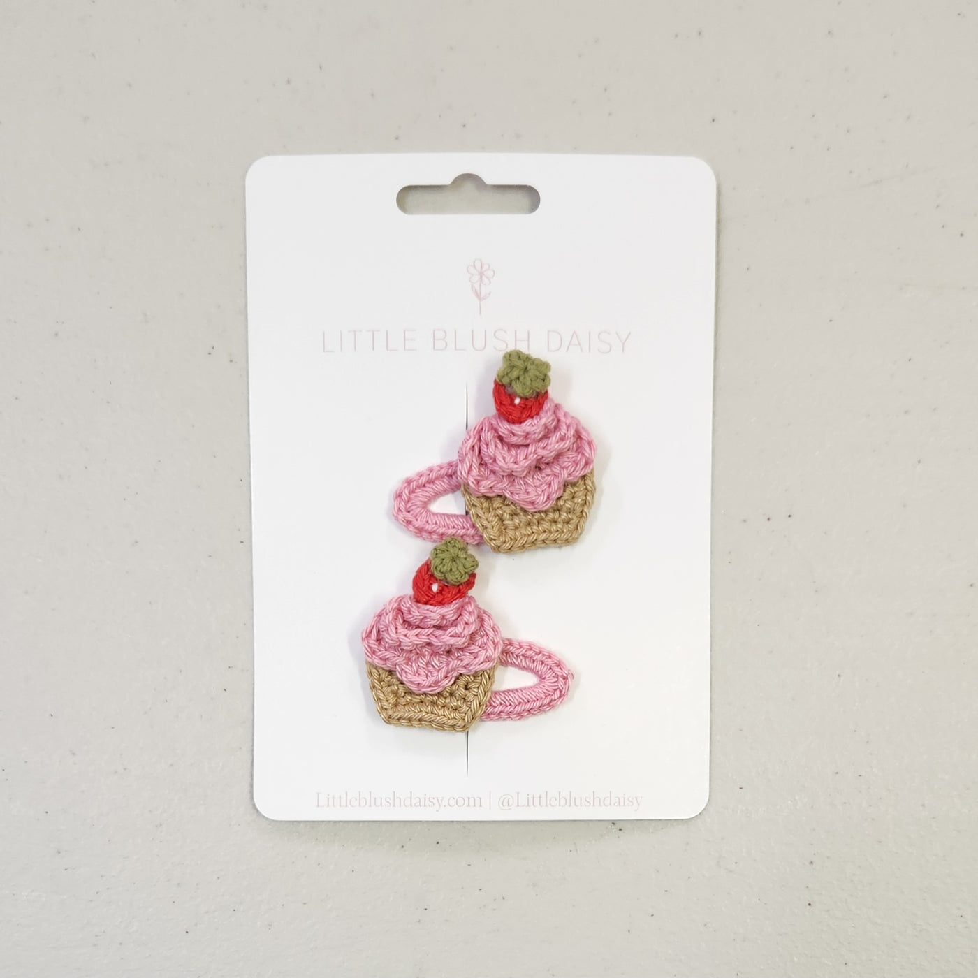 Crochet Hair Clips - Sweet Cupcake Pink