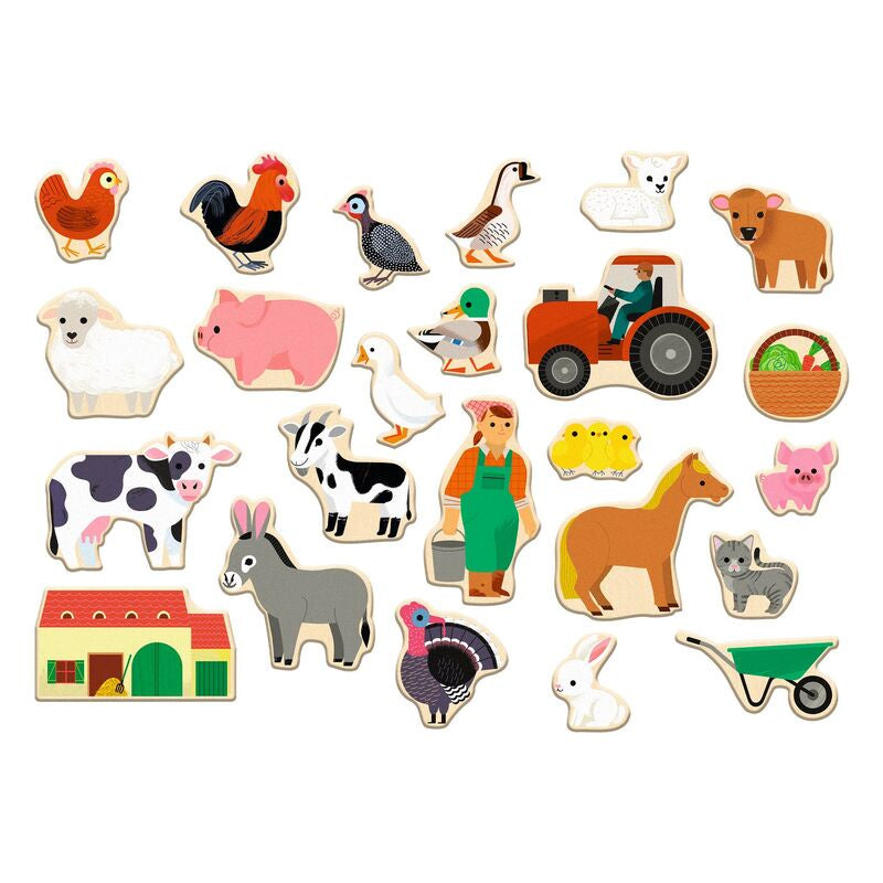 Wooden magnetic Farm Set 24 piece