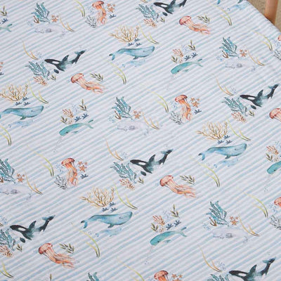 Fitted Cot Sheet - Whale