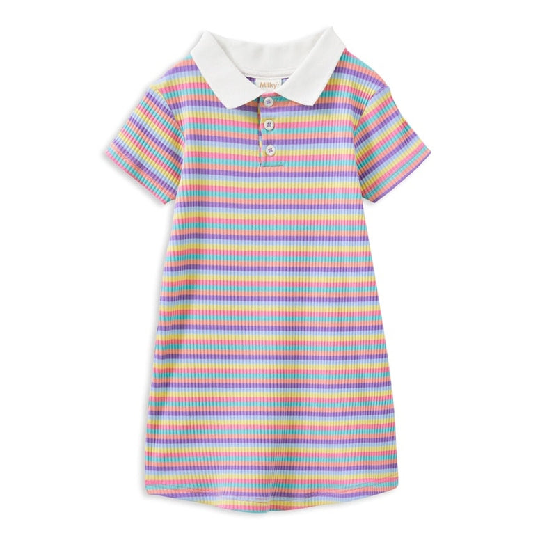 Girls Multi Stripe Rib Dress