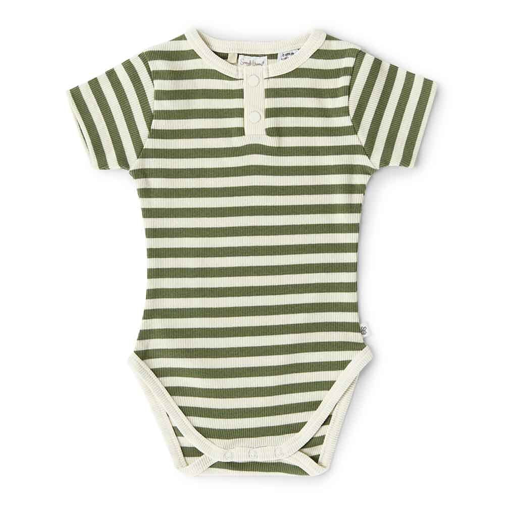 Baby Boys Short Sleeve Olive Bodysuit