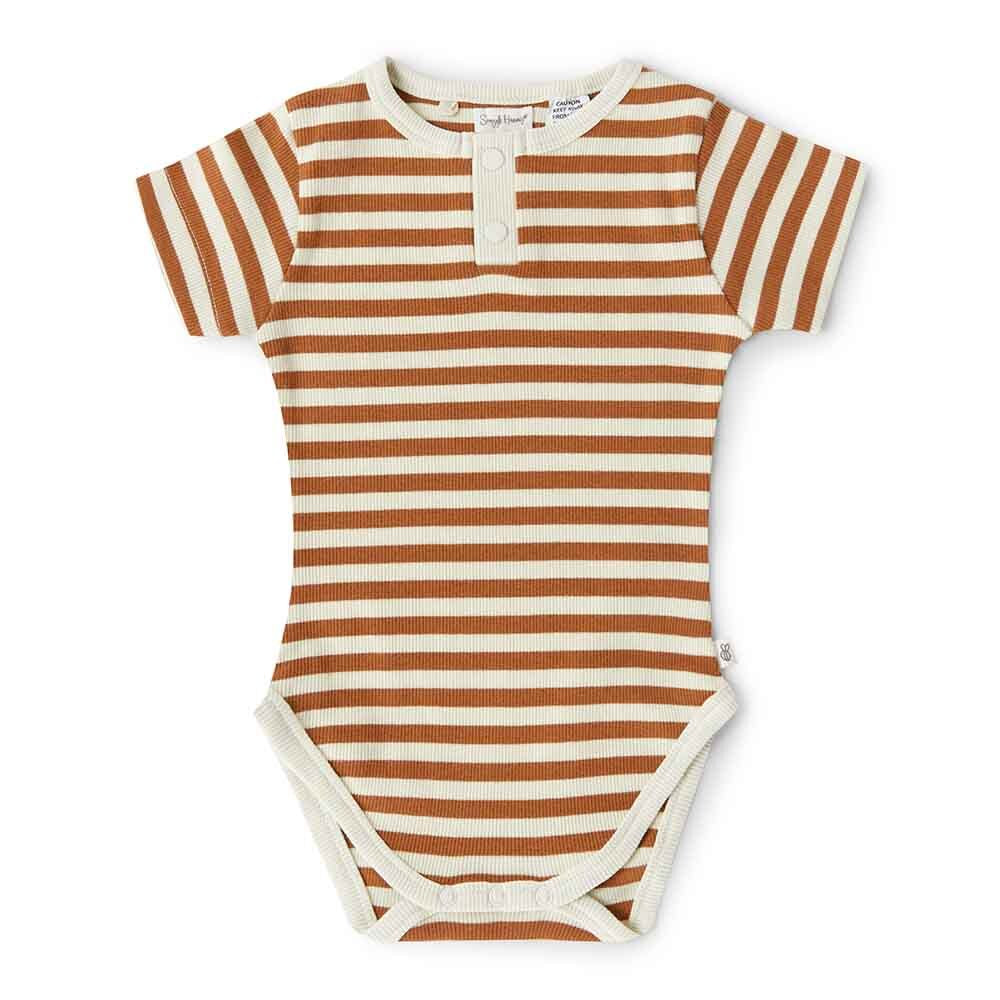 Baby Boys Short Sleeve Biscuit Stripe Bodysuit