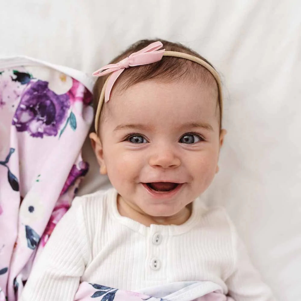 Velvet Bow Headband Rose Pink