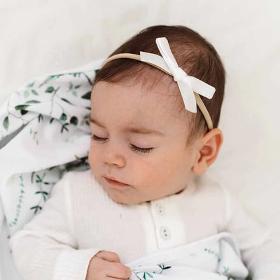 Velvet Bow Headband White