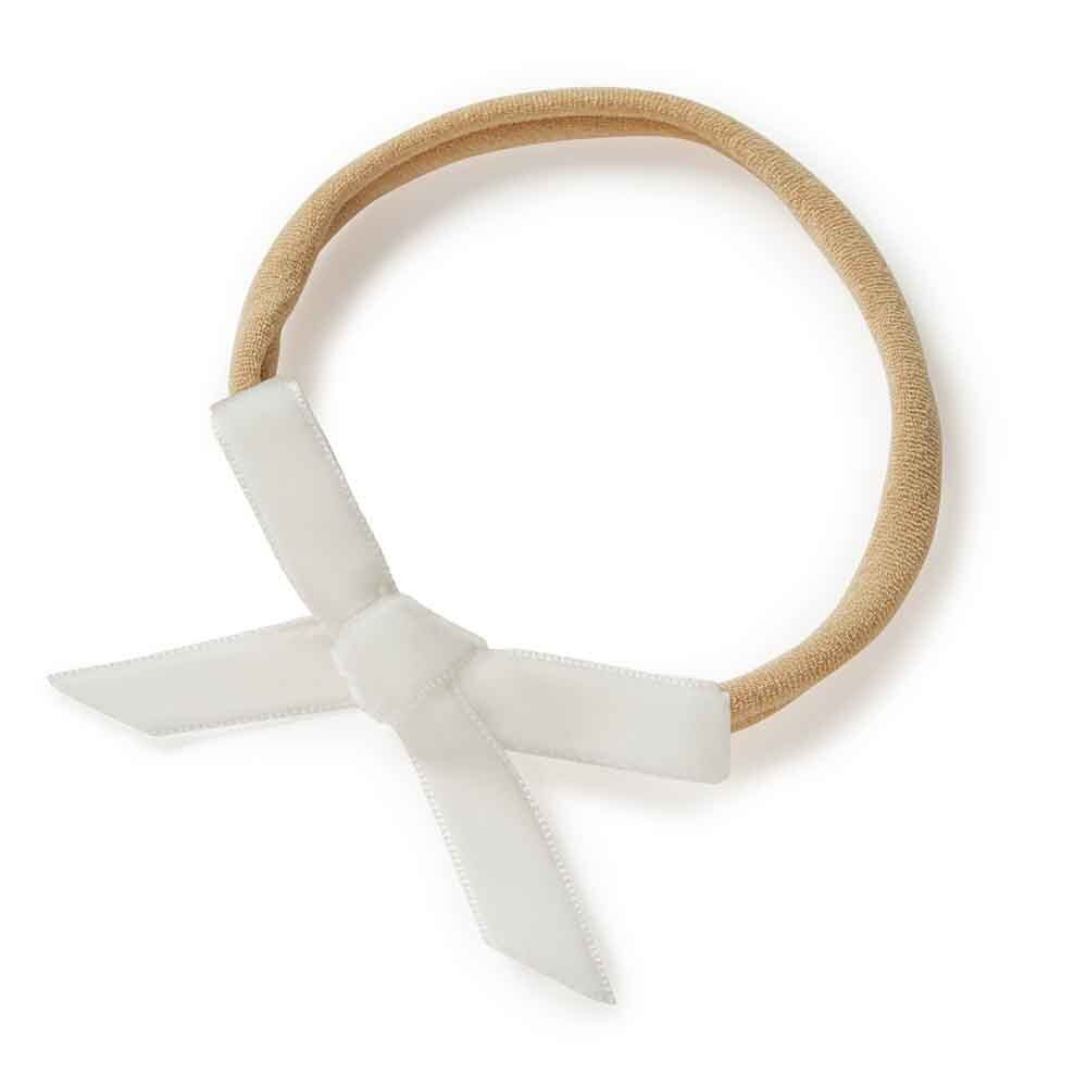 Velvet Bow Headband White