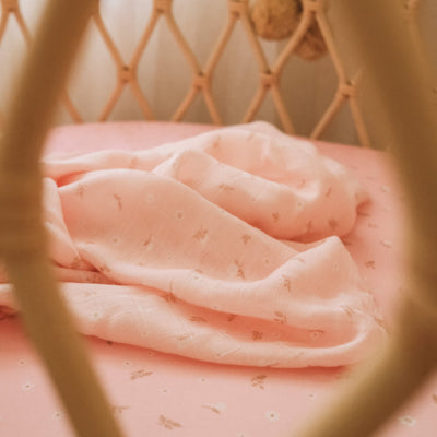 Baby Organic Muslin Wrap Dusty Roses