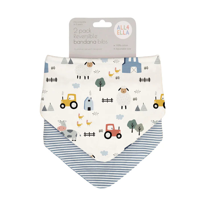 Bandana Bibs 2pk Barnyard