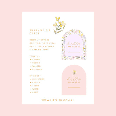 Fleur + Bloom Pink Reversible Baby Milstone Cards