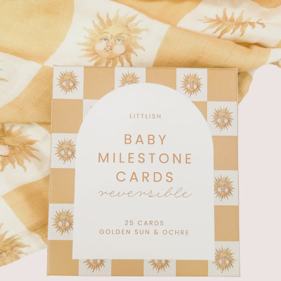 Golden Sun + Ochre Reversible Baby Milestone Cards