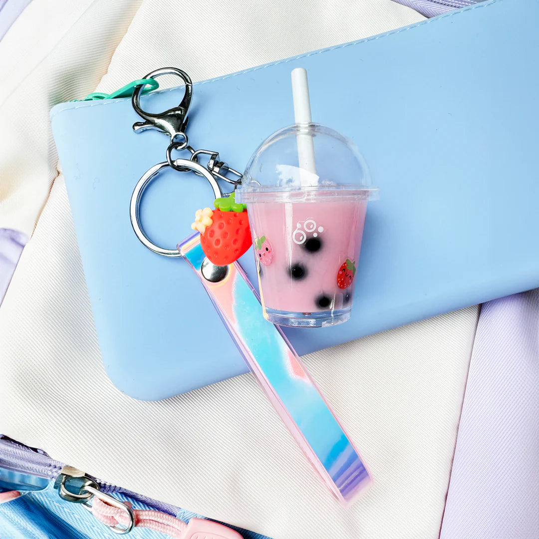 Bag Charm Kit  Strawberry Bubble Tea