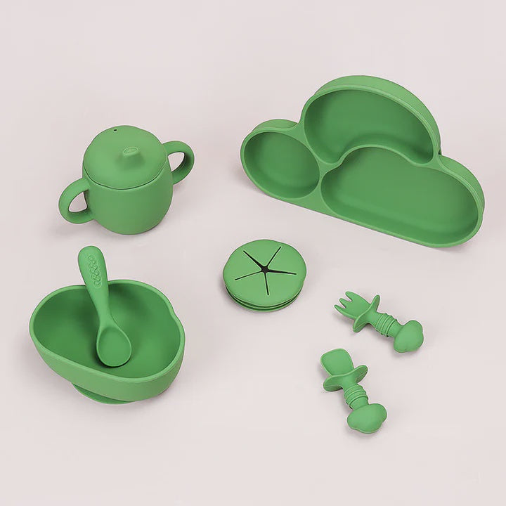 Cloud Silicone 8 Peice Dinner Set Green