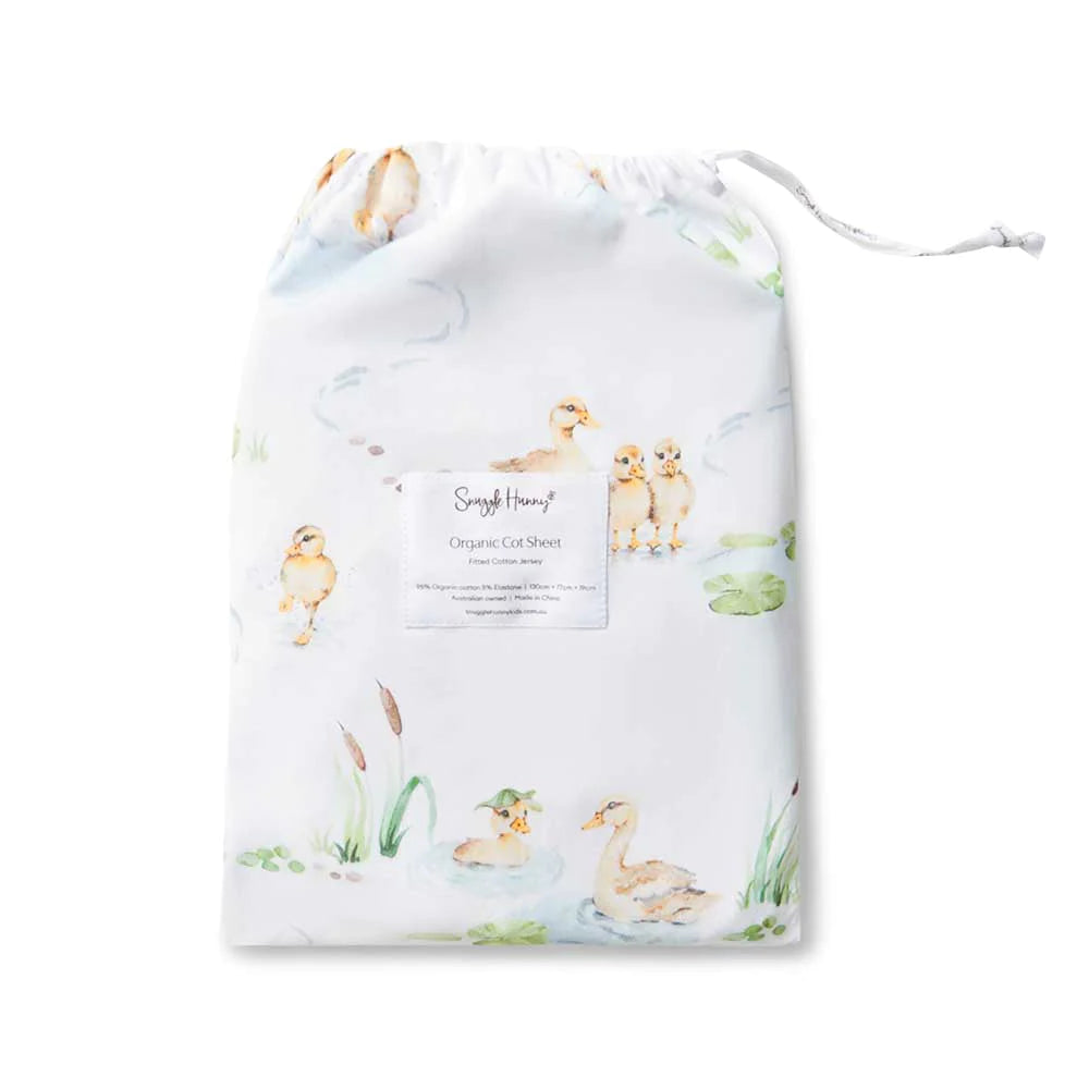 Fitted Cot Sheet Duck Pond