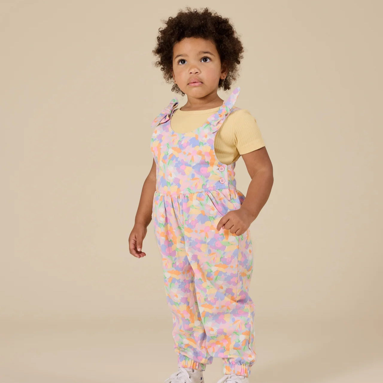 Girls Pastel Bouquet Tiffany Pocket Overalls