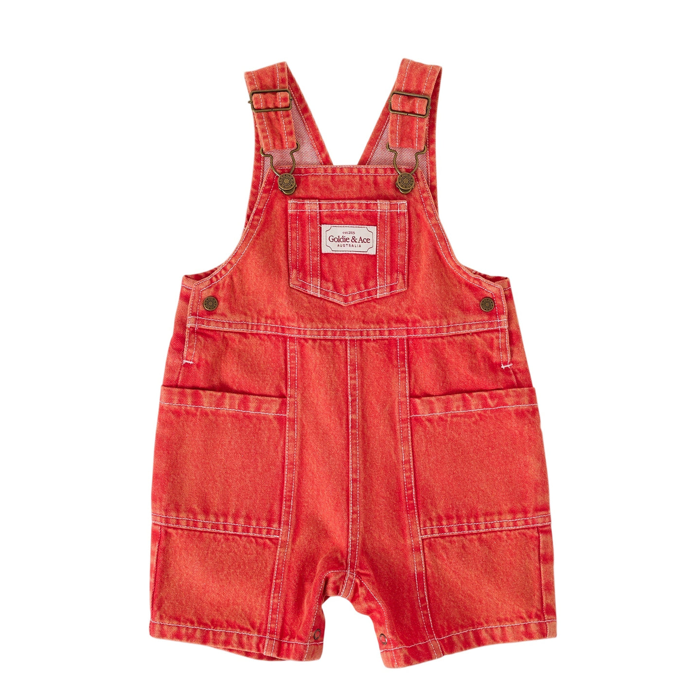 Burton Vintage Washed Denim Overalls Apple Red