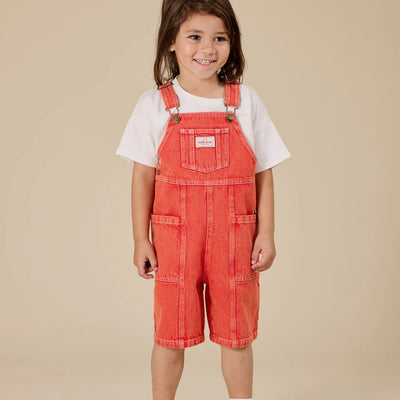 Burton Vintage Washed Denim Overalls Apple Red