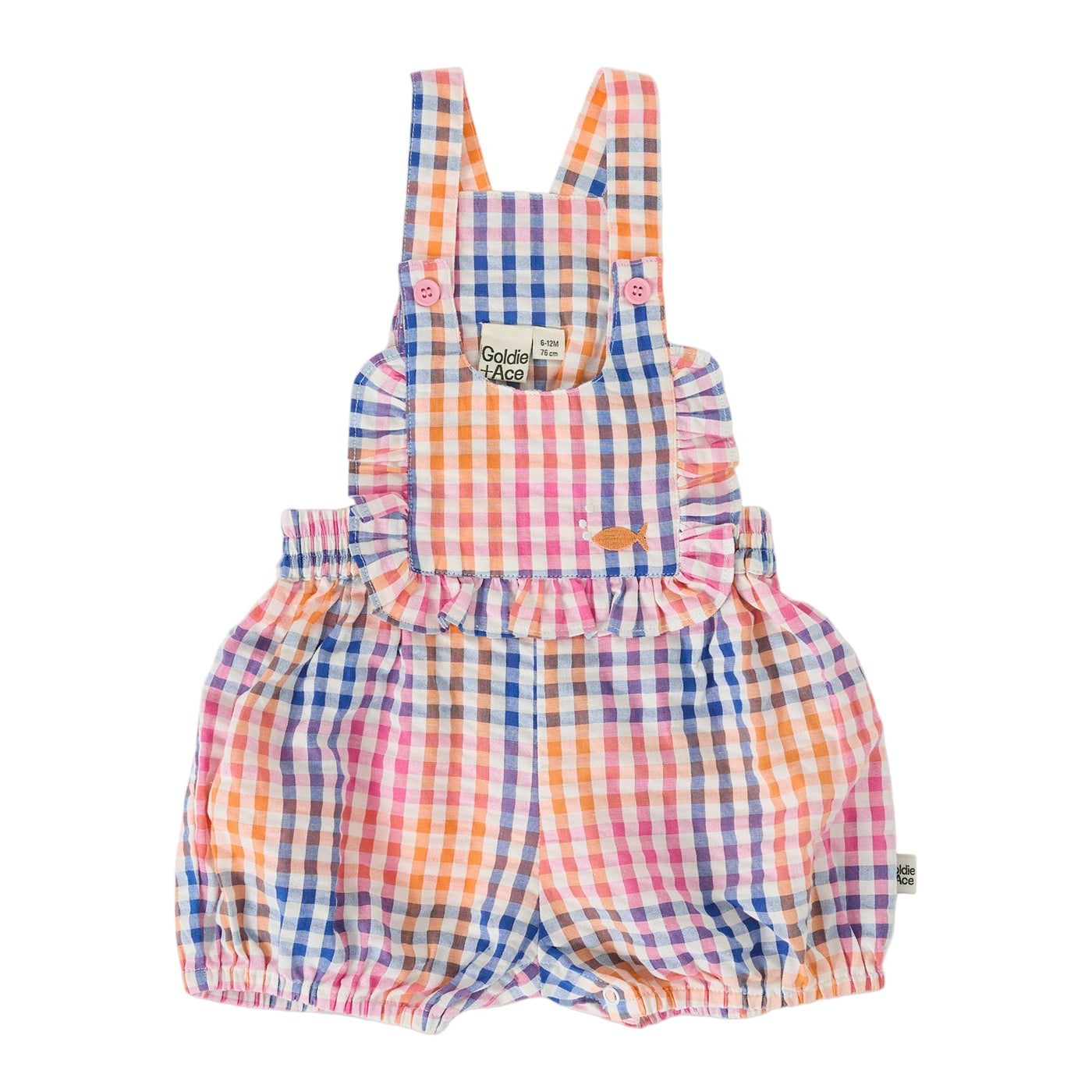 Baby Girls Rainbow Gingham Bubble Frill Romper