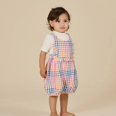 Baby Girls Rainbow Gingham Bubble Frill Romper