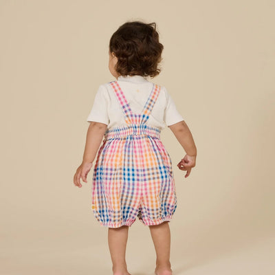 Baby Girls Rainbow Gingham Bubble Frill Romper