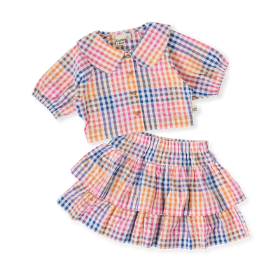 Girls Rainbow Gingham Betrice Blouse