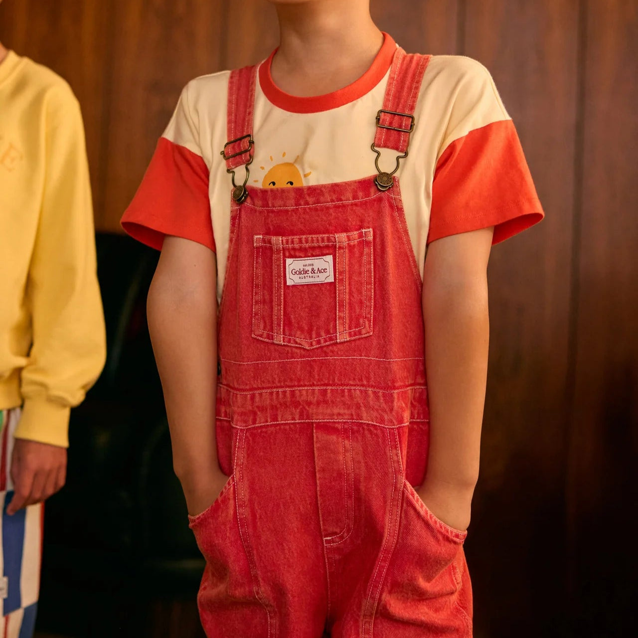 Burton Vintage Washed Denim Overalls Apple Red