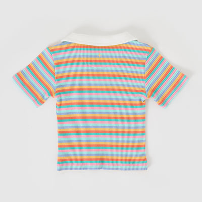 Girls  Collared T-Shirt Rainbow Stripe