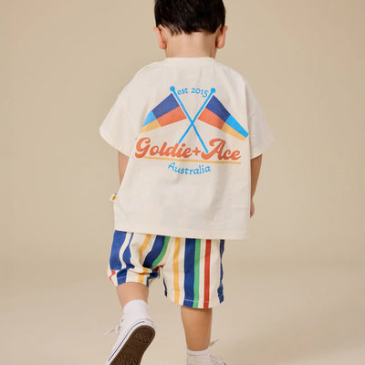 Boys 90's Noah Denim Pocket Shorts Bold Stripe