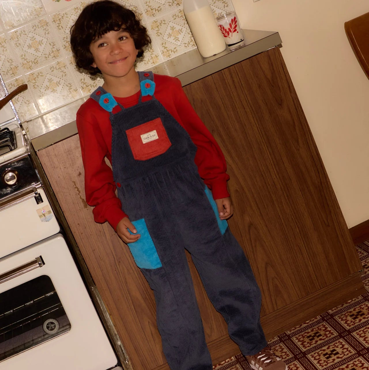 Boys Sammy Corduroy Colour Block Overalls