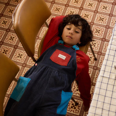 Boys Sammy Corduroy Colour Block Overalls