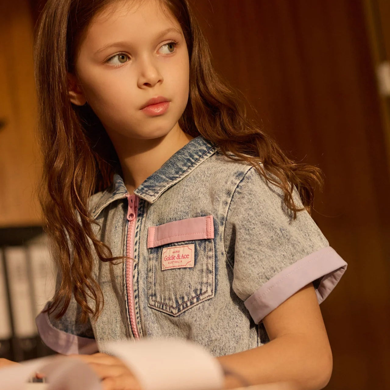 Girls Pastel Pop Piper Denim Belted Dress