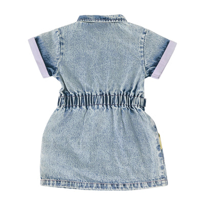 Girls Pastel Pop Piper Denim Belted Dress