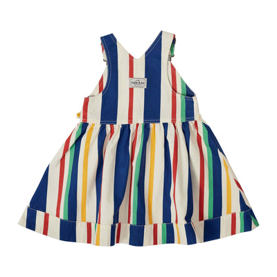 Girls 90's Bold Stripe Heidi Denim Pinafore Dress