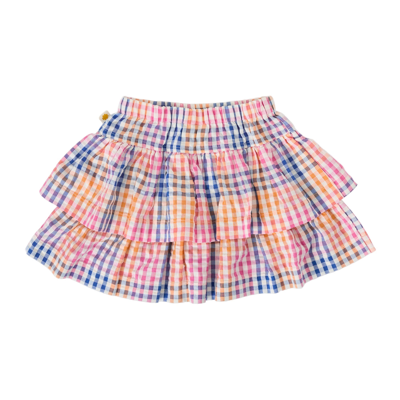 Girls rainbow Gingham Ria Ruffle Skirt
