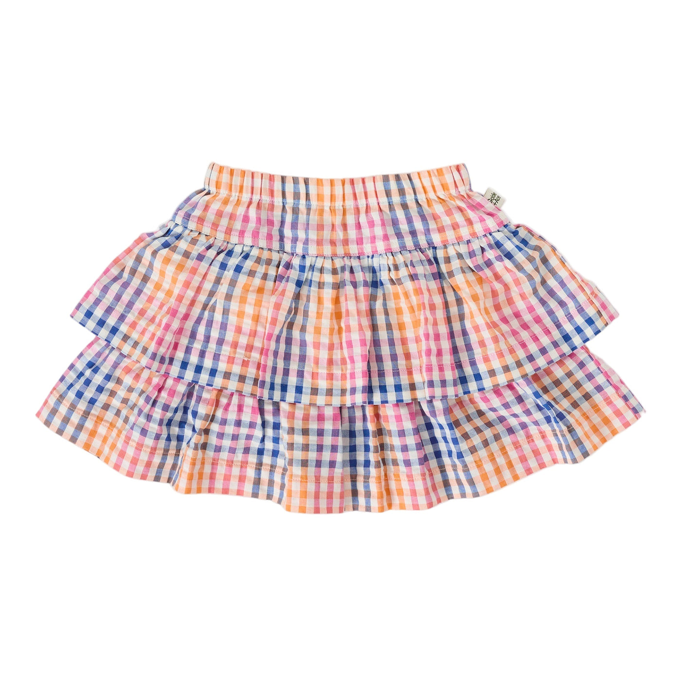 Girls rainbow Gingham Ria Ruffle Skirt