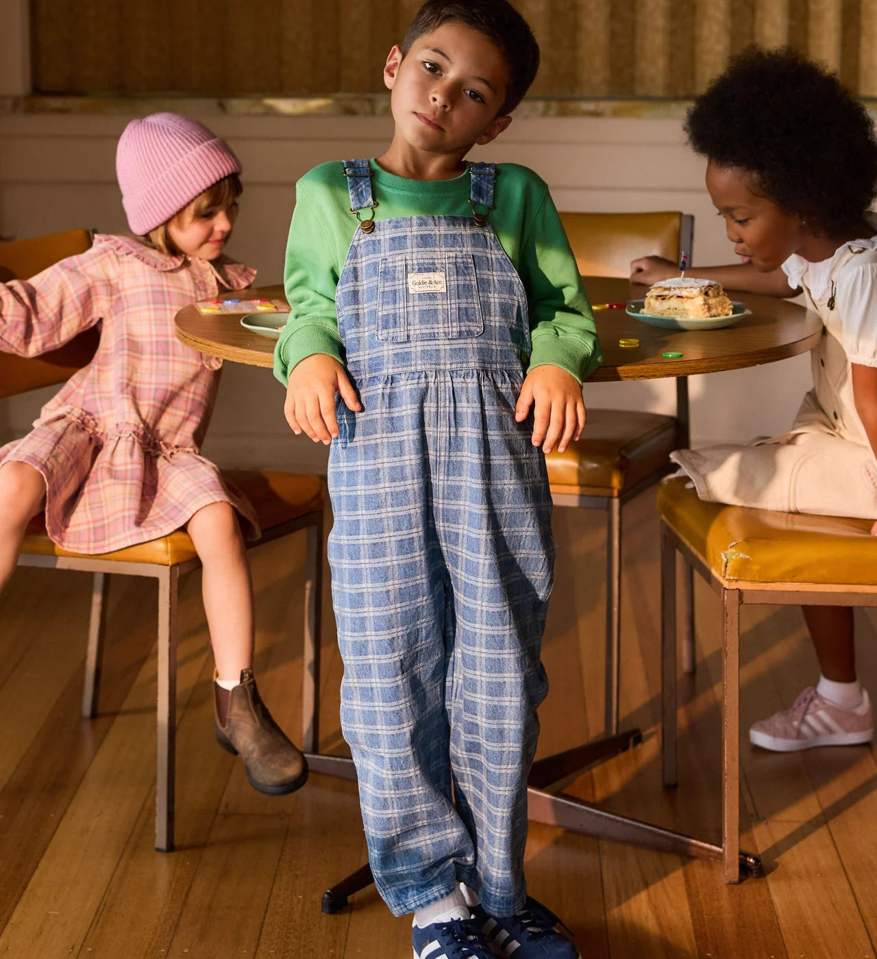 Boys Austin Denim Check Overalls