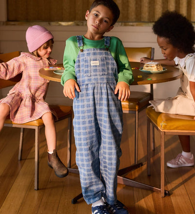 Boys Austin Denim Check Overalls