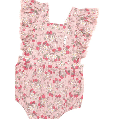 Girls Vintage Frill Playsuit Strawberry