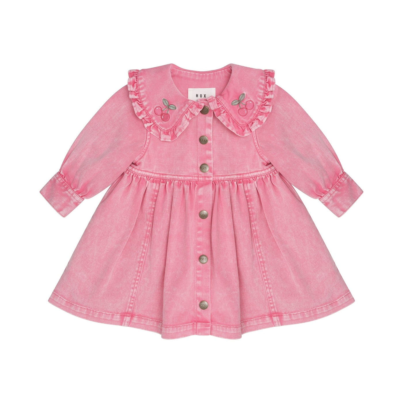 Girls Cherry Vintage Collar Dress Bubblegum