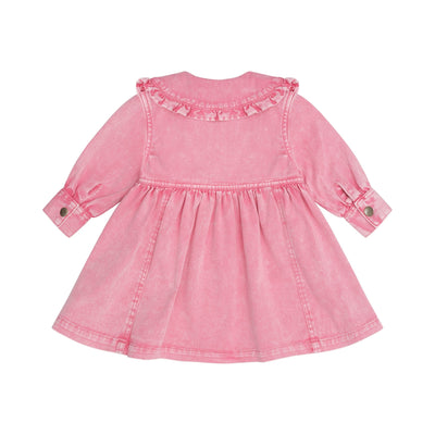 Girls Cherry Vintage Collar Dress Bubblegum