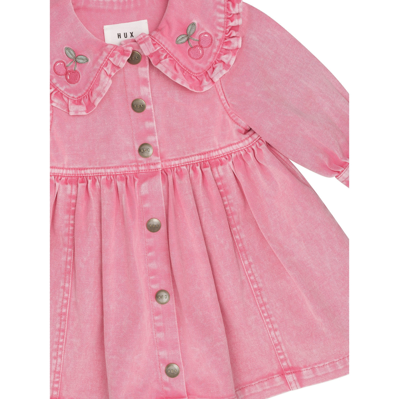 Girls Cherry Vintage Collar Dress Bubblegum