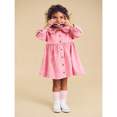 Girls Cherry Vintage Collar Dress Bubblegum