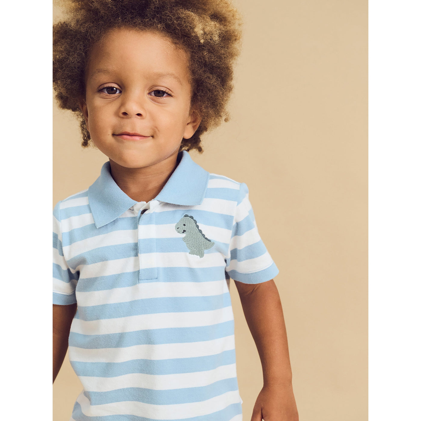 Boys T-Rex Stripe Polo T-Shirt