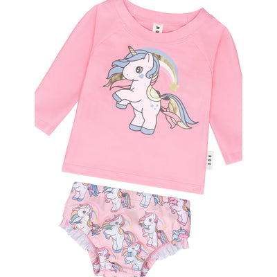 Girls Rainbow Unicorn Swim Set