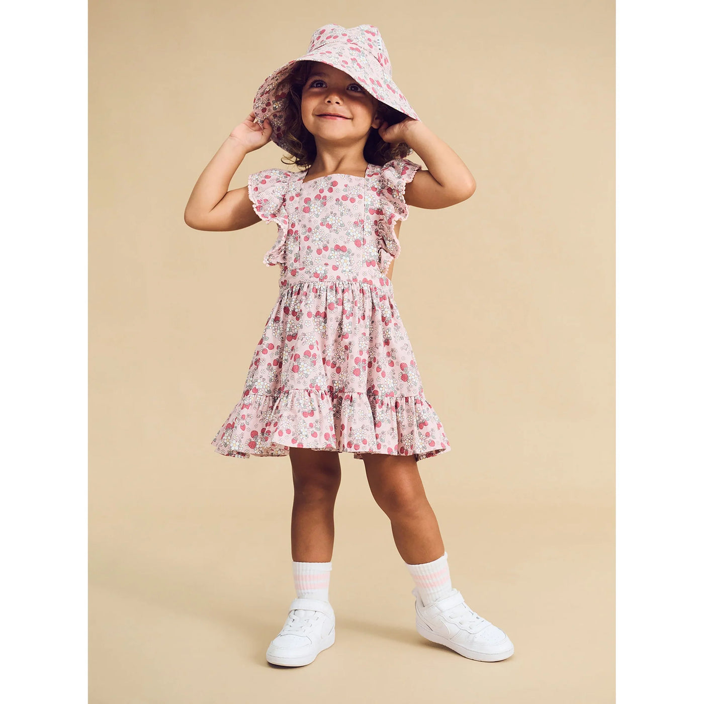 Girls Vintage Ruffle Dress Strawberry