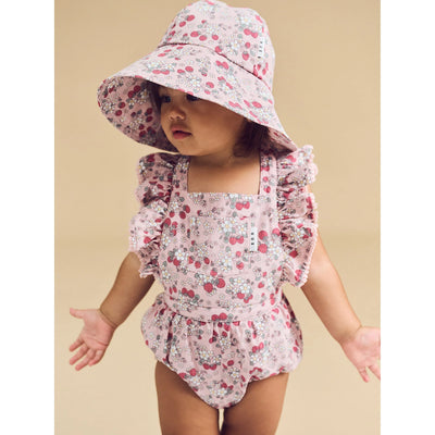 Girls Vintage Frill Playsuit Strawberry