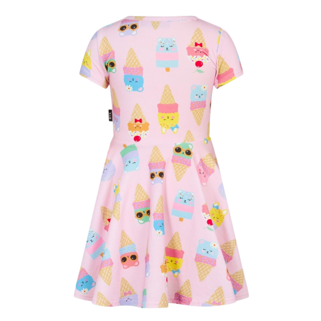 Girls Iced Pink Waisted Dress