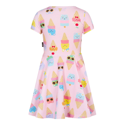 Girls Iced Pink Waisted Dress