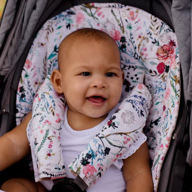 Universal Quilted Pram Liner Blush Wildflowers