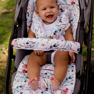 Universal Quilted Pram Liner Blush Wildflowers