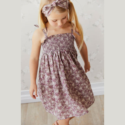 Organic Cotton Eveleigh Dress Pansy Floral Fawn